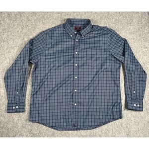 UNTUCKit Button Down Dress Shirt Blue Plaid Performance Long Sleeve Polo XXL‎